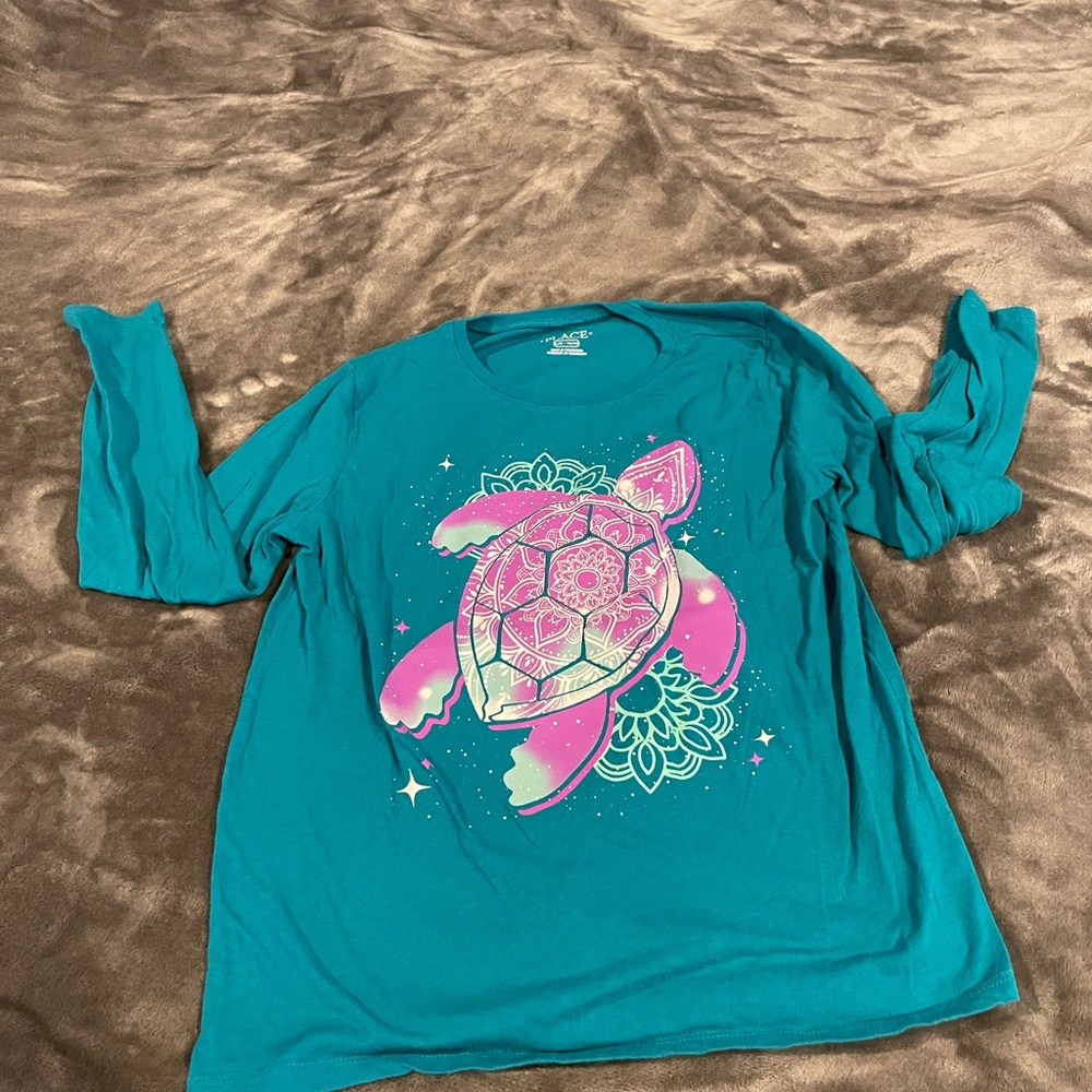 Children’s Place Teal and Pink Turtle Long Sleeve Tee